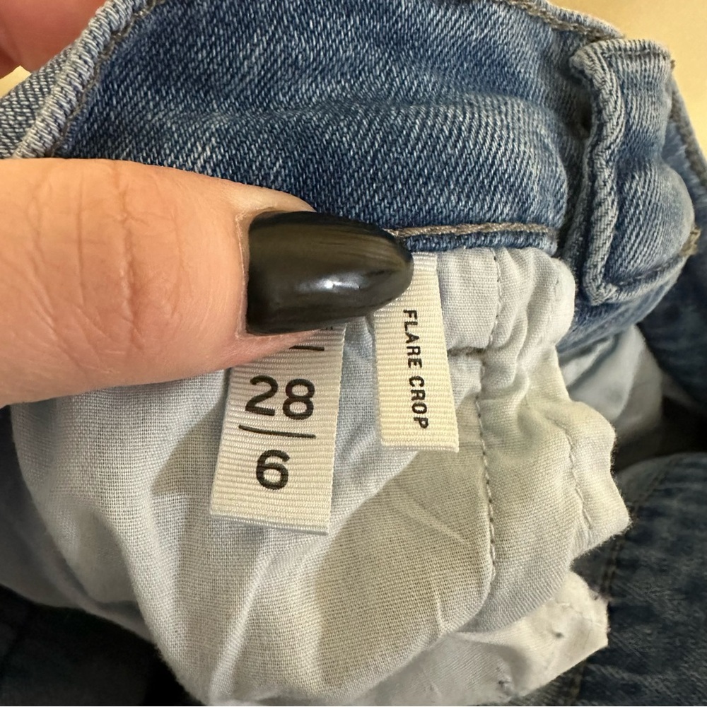 Loft Blue Flare Crop Jeans Women's Size 6 Raw Hem Ankle Denim - Picture 4 of 5